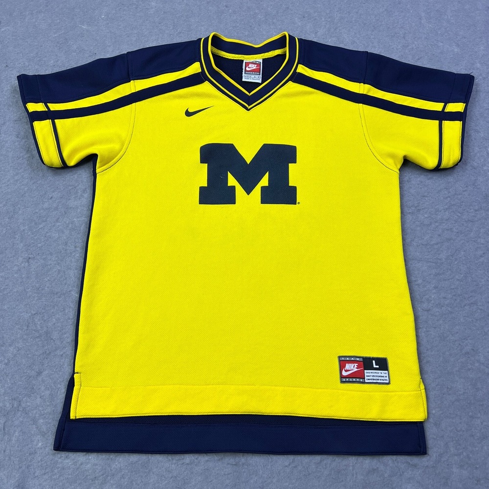 VTG Nike Team Michigan Wolverines Football Jersey T Shirt Youth Large Dri-Fit